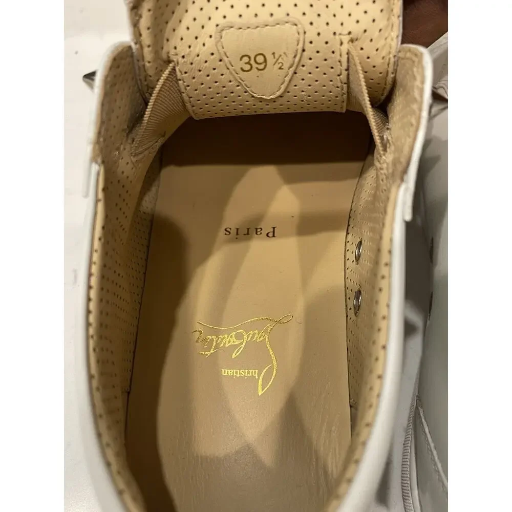 Christian Louboutin F A V Fique Vontade Spiked Leather Sneakers Flat Shoes